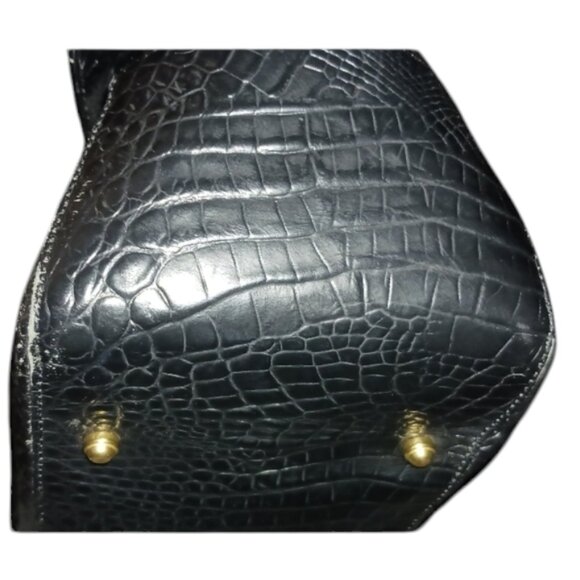 Brahmin Black Melbourne Croc Embossed Satchel - Picture 6 of 8